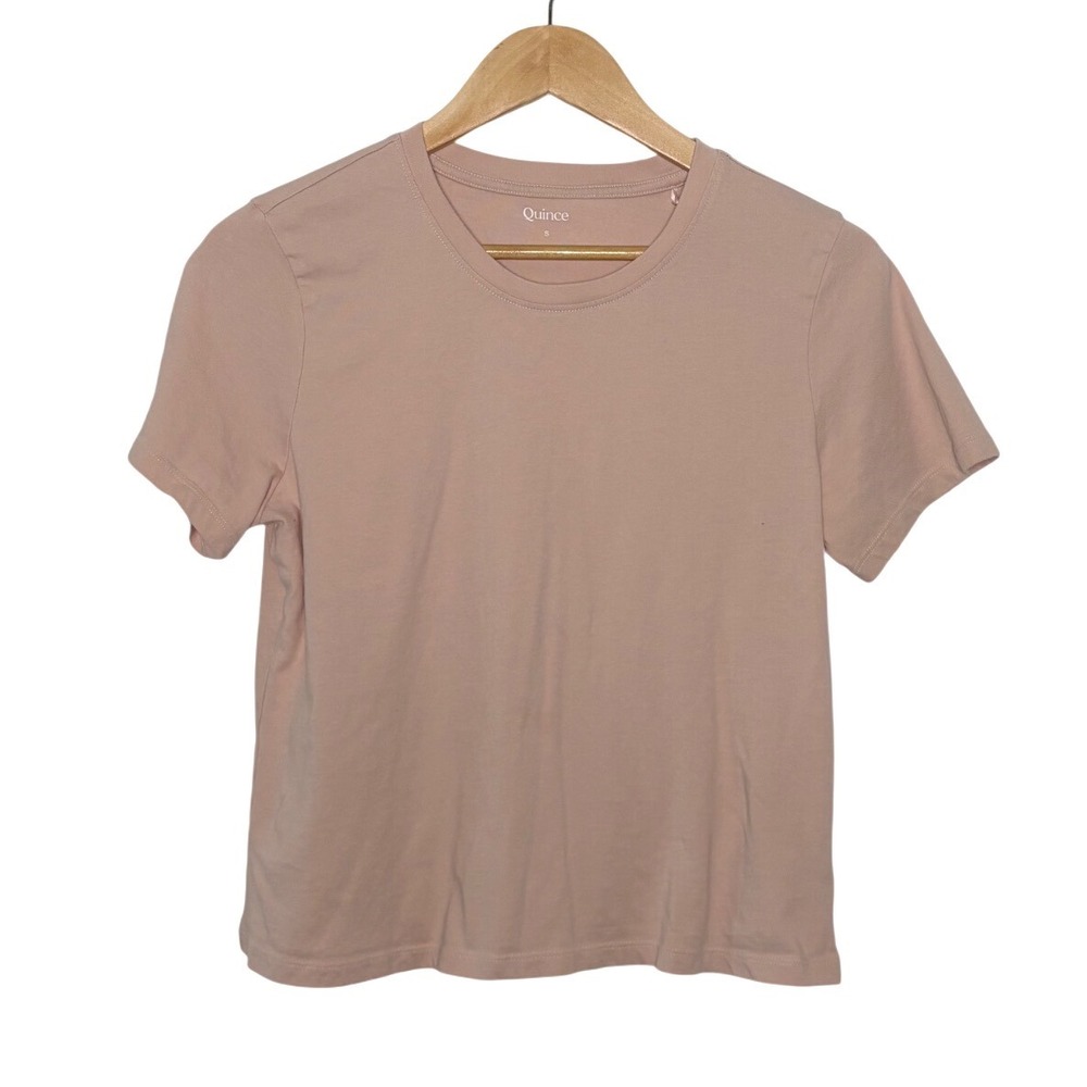 Quince Boxy Crewneck Tee Shell Pink Organic Cotton Short Sleeve Small